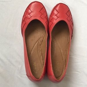 Salmon Leather Flats